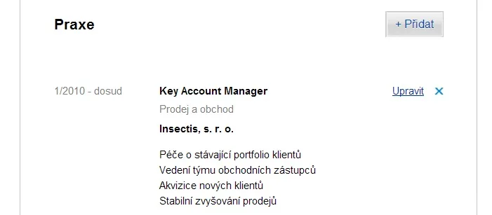 praxe bez vysledku profil